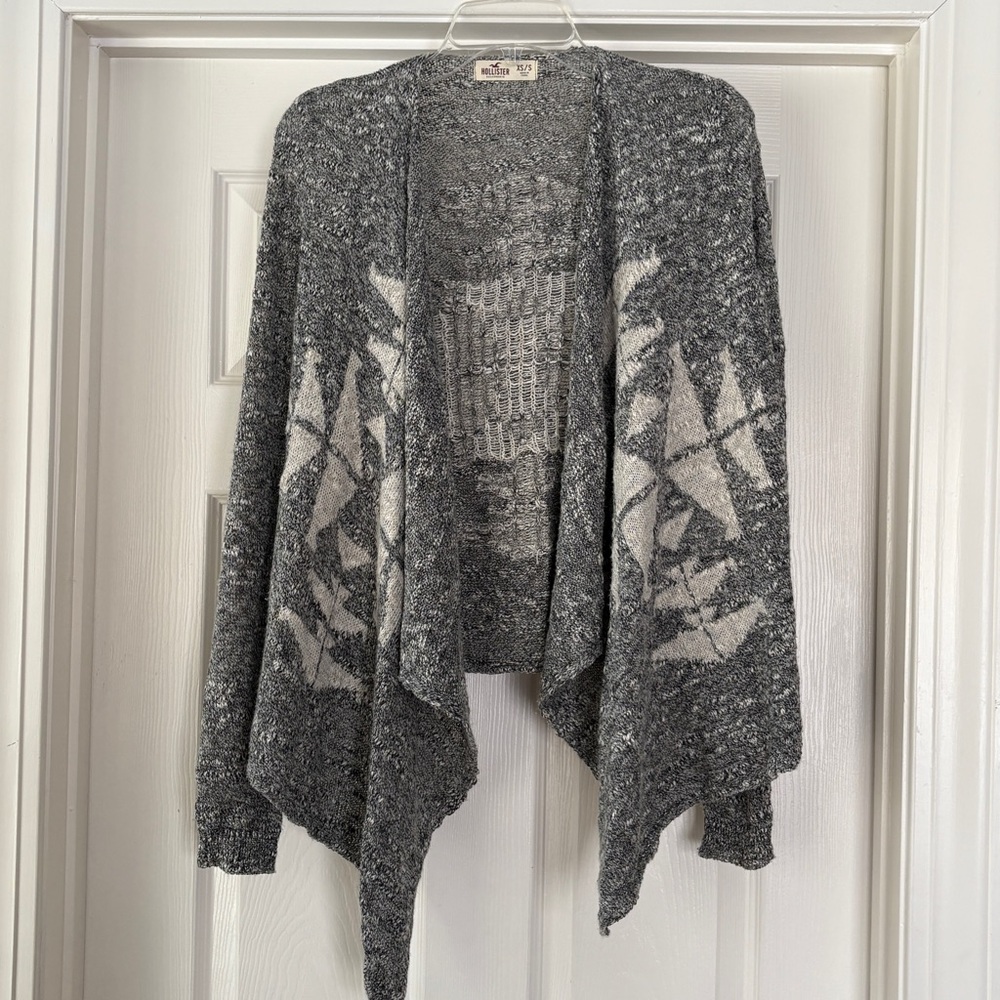 Hollister grey Aztec cascade cardigan sweater, XS/S